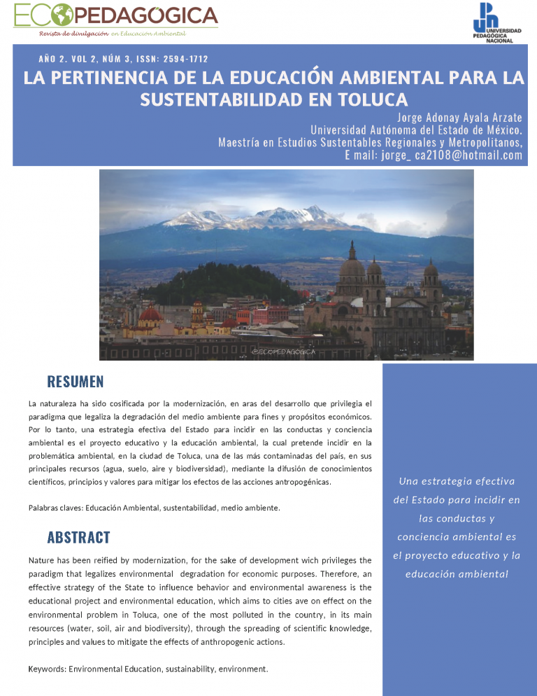 La pertinencia de la educación ambiental para la sustentabilidad en Toluca