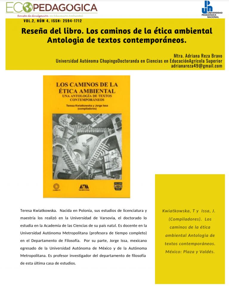 Reseña del libro. Los caminos de la ética ambiental Antologia de textos contemporáneos.