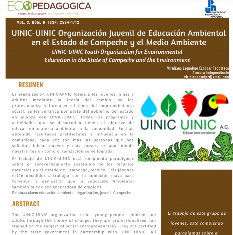 UINIC-UINIC Organización Juvenil de Educación Ambiental en el Estado de Campeche y el Medio Ambiente