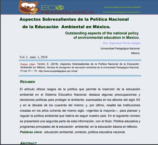 Aspectos sobresalientes de política nacional de la educación ambiental en México 