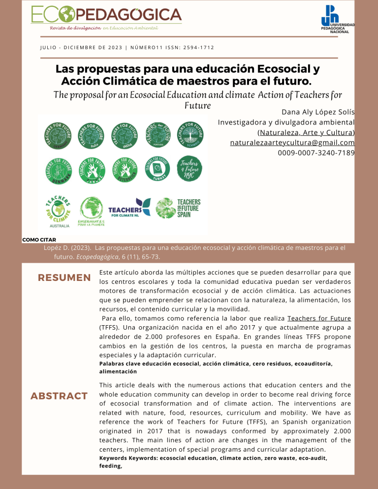 Las propuestas para una educación Ecosocial y Acción Climática de maestros para el futuro.